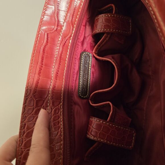 Y2K Tommy Hilfiger Faux Crocodile Skin Embossed Mini Hand Bag Red Shoulder Purse - Picture 13 of 13